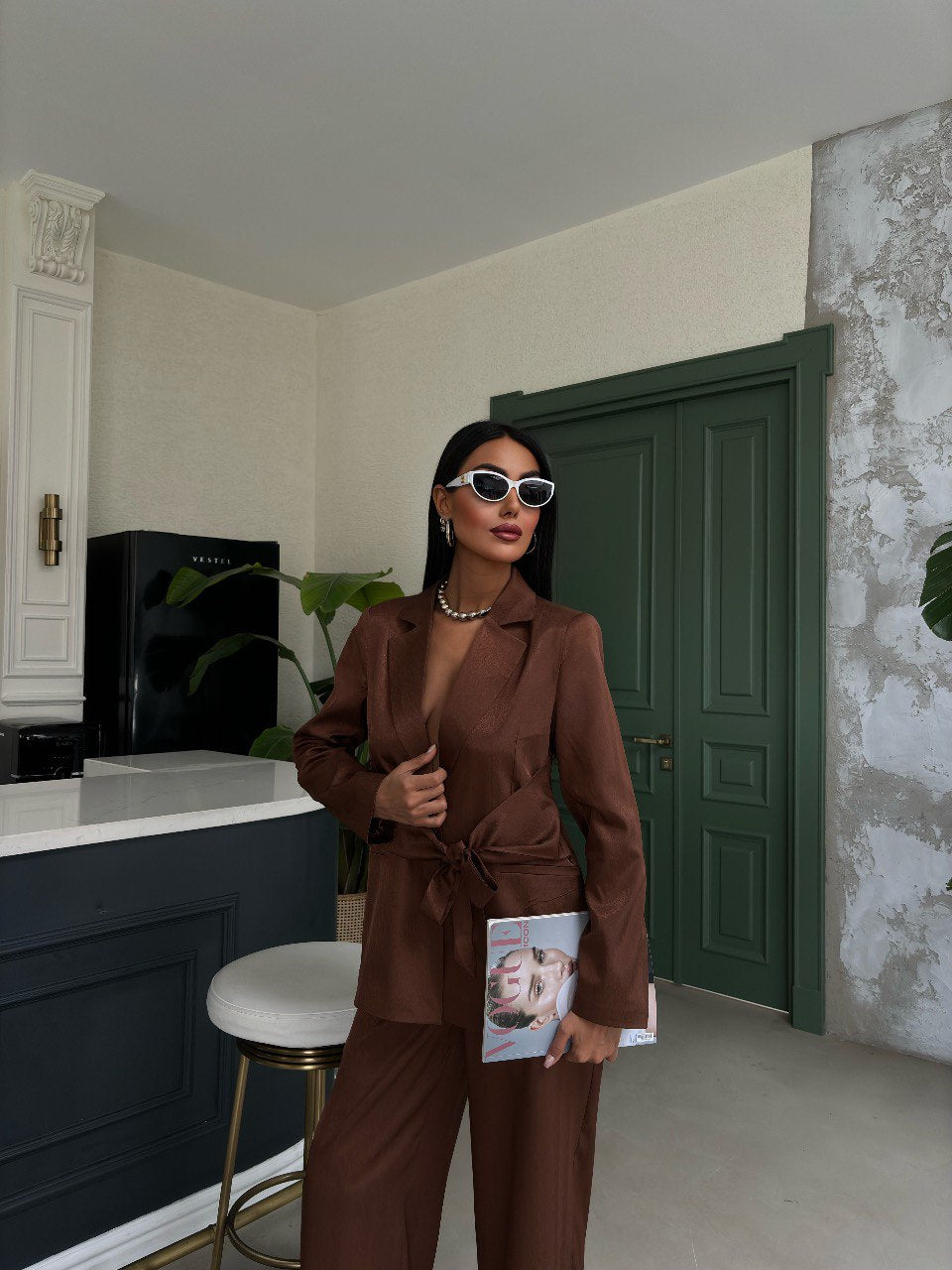 Ensemble Satiné avec ceinture