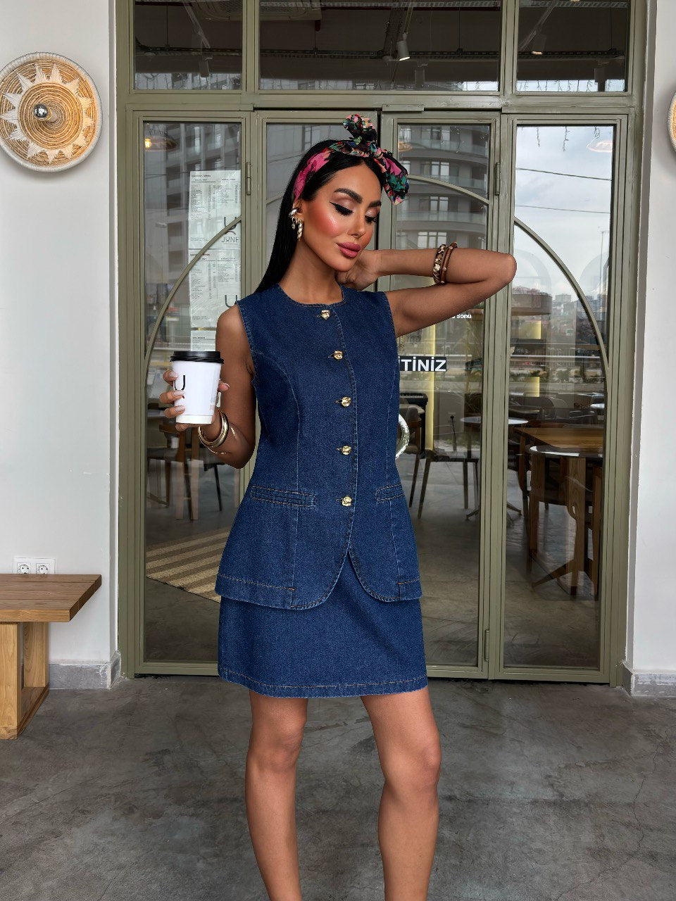 Ensemble en denim ( Haut & Jupe )