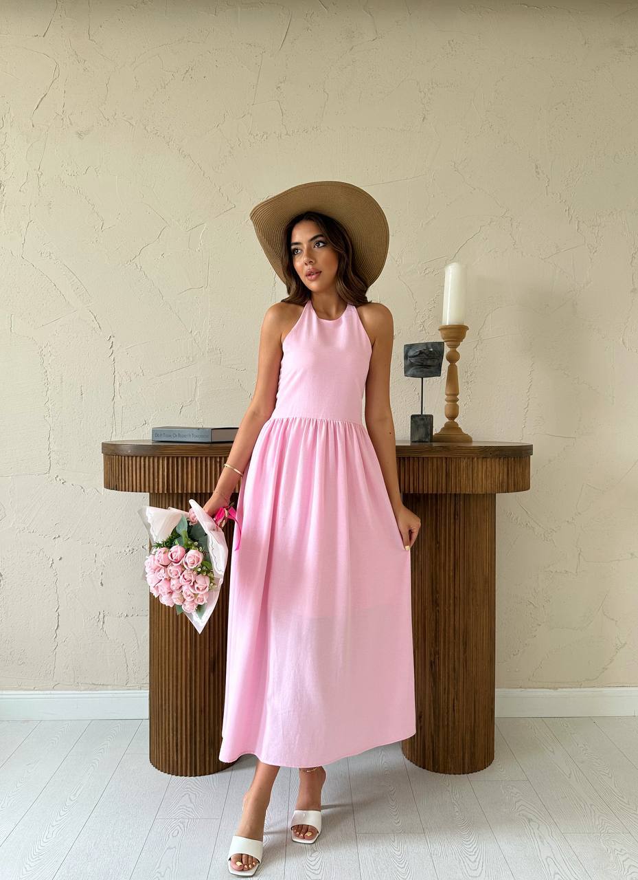 Robe rose longue