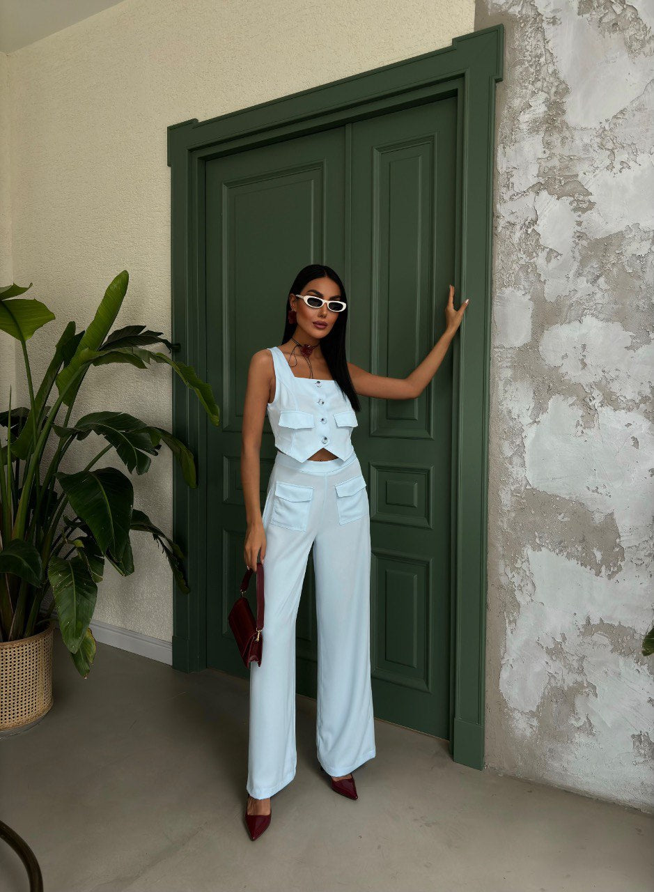 Ensemble Chic Structuré Bleu