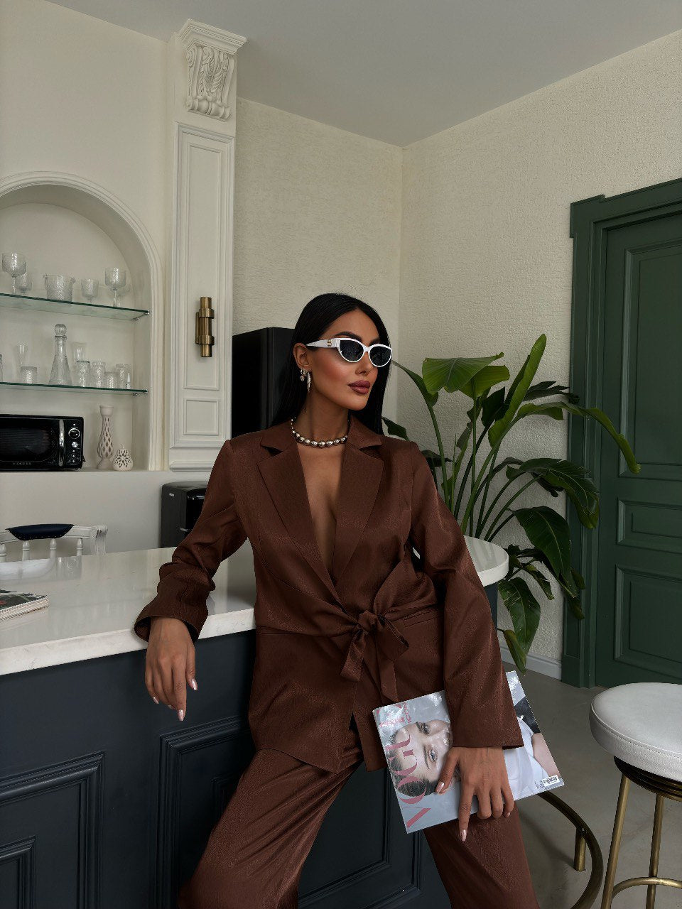 Ensemble Satiné avec ceinture