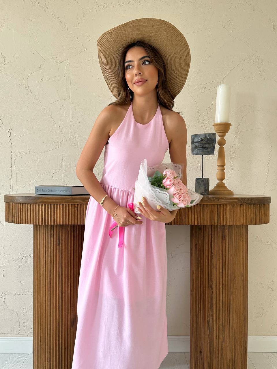 Robe rose longue