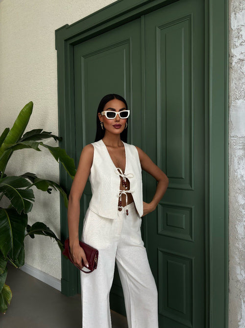 Ensemble décontracté double en tissu lin design