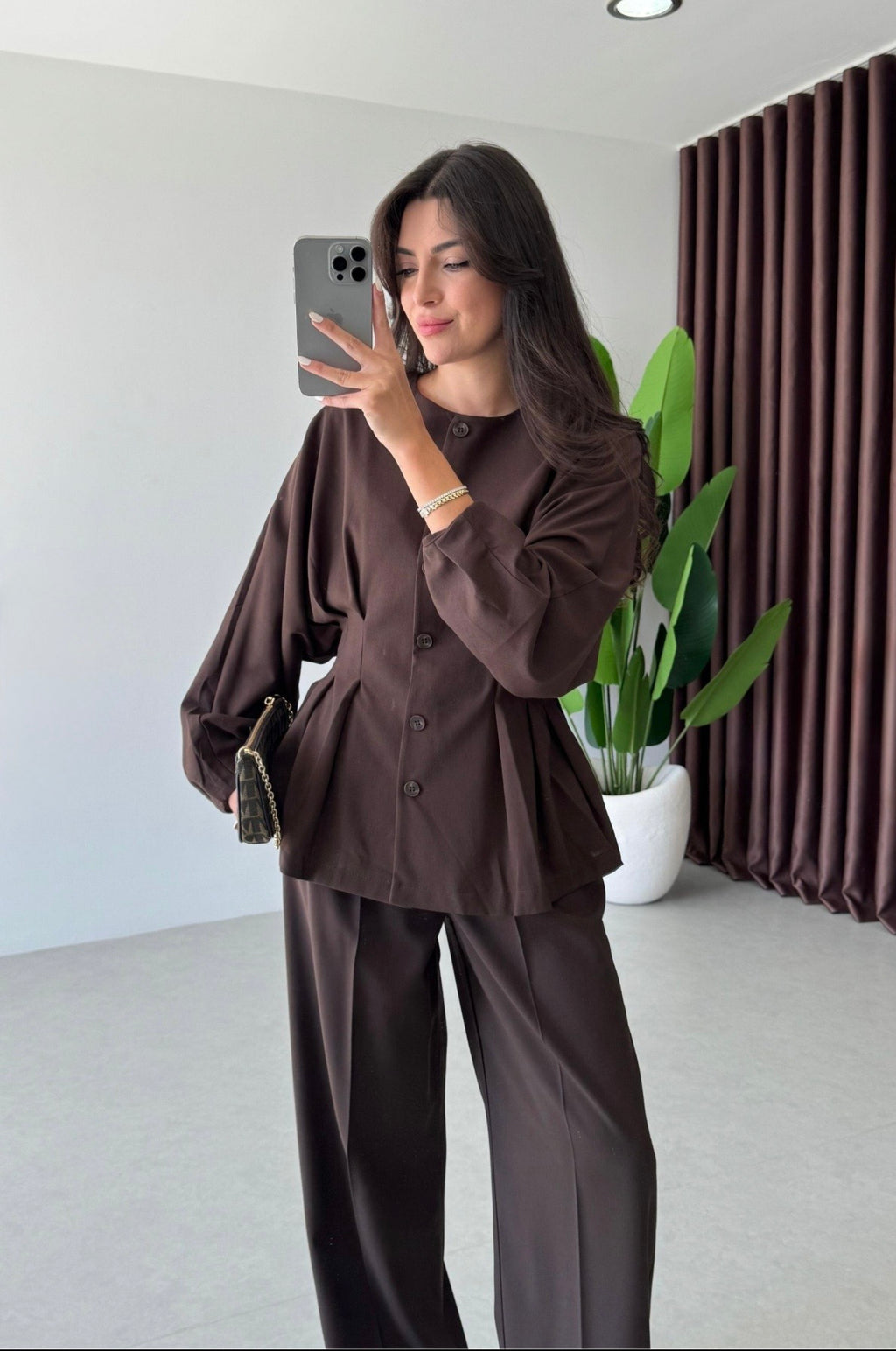 Ensemble élégant Burgundy – Haut & Pantalon