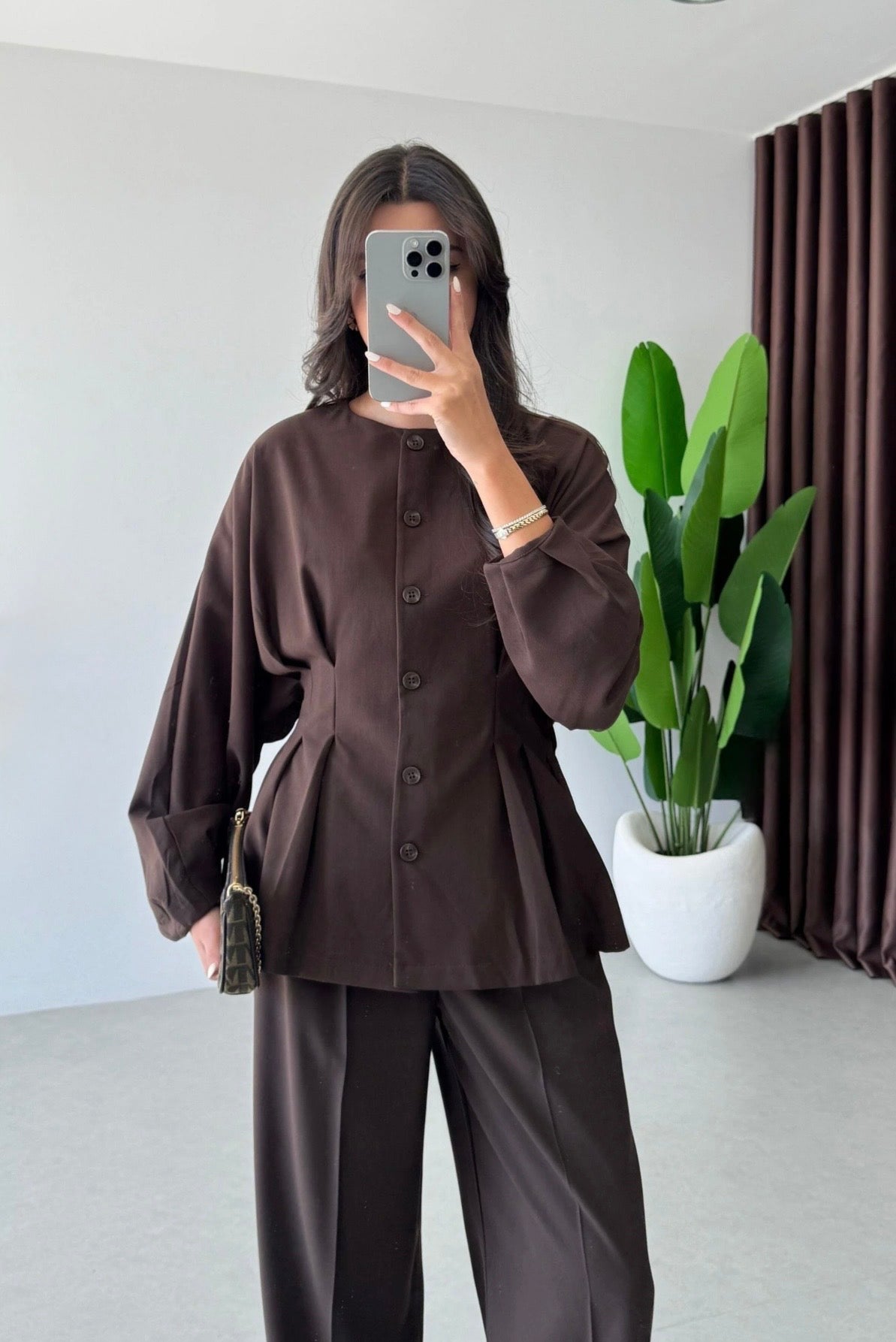 Ensemble élégant Burgundy – Haut & Pantalon