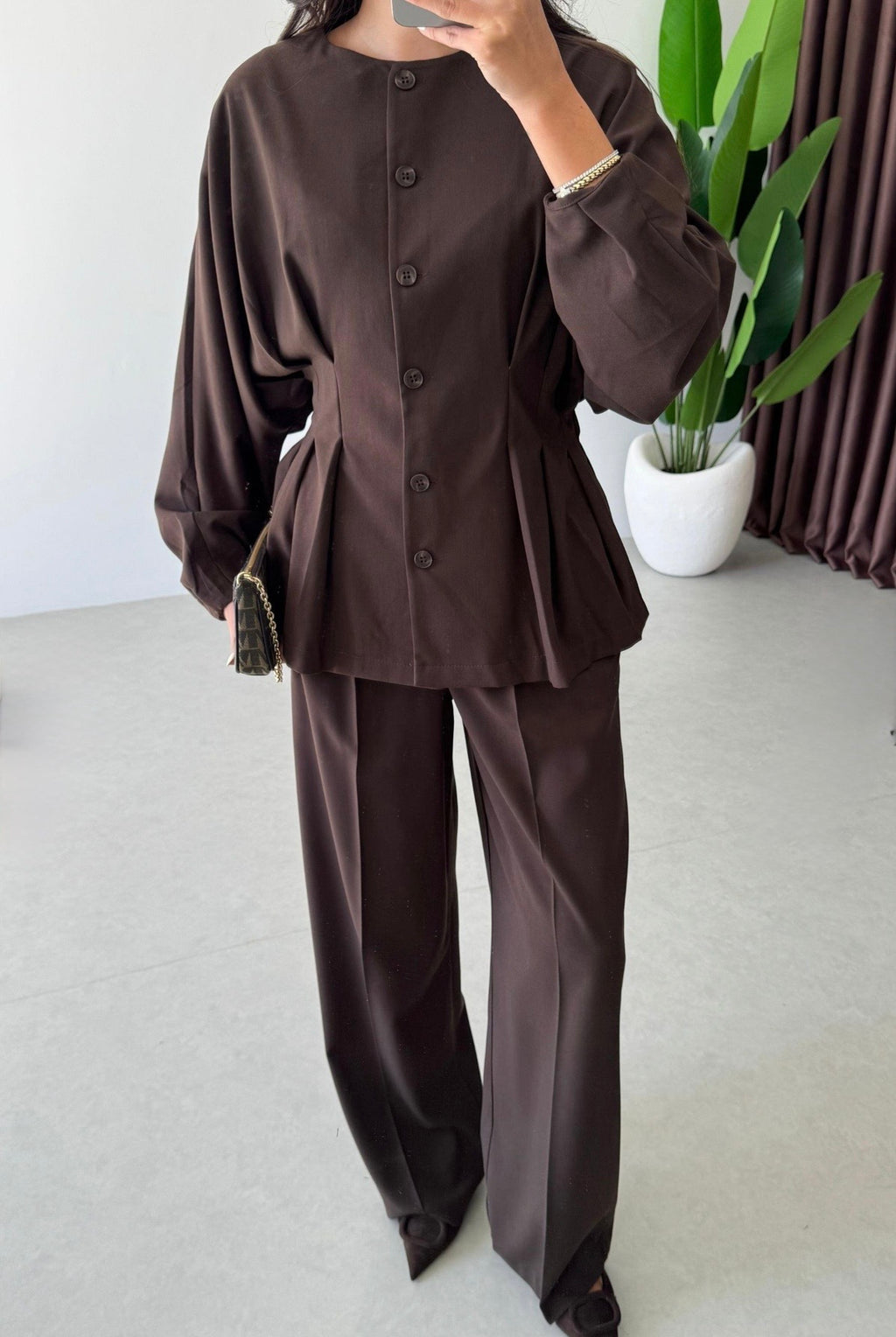 Ensemble élégant Burgundy – Haut & Pantalon